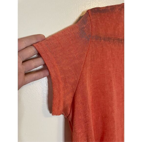 🔴 Umgee size S coral Boho crotchet hem cotton short sleeve blouse - Picture 11 of 12
